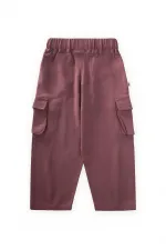 Çift Körük Cepli Keten Pantolon 2-7 Yaş Mürdüm