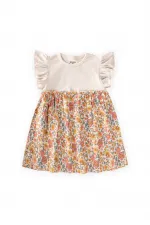 Muslin Trimmed Dress, Ages 1-8, Light Beige