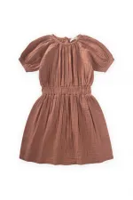 Robe rustique bio pour fille de 2 à 9 ans, marron
