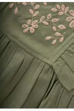 Linen Suit with Embroidered Shorts for 2-7 Years Old Khaki Green