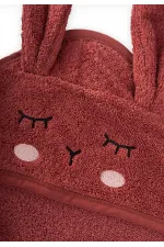 Serviette de bain bébé brodée oreilles de lapin, 75 x 75 cm, rouille