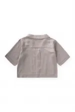 Keten Kalın Taba Dikişli Ceket 2-7 Yaş A Gri