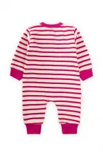Salopette rayée en maille fuchsia pour bébé de 0 à 3 ans