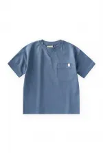 T-shirt à col travaillé, 2-12 ans, bleu indigo