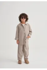 Gömlekli Tencel Takım 2-7 Yaş Bej