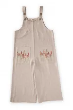 Salopette en lin à poches longues pour enfants de 2 à 7 ans, couleur naturelle