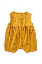 Desenli Kısa Tulum 0-3 Yaş Hardal Sarı