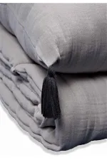 Müslin Bebek Yatak Koruma Yastık Seti (Yıkanmıştır) 32X180 cm +/- 2 cm Gri