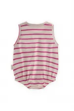 Çizgili Cepli Zıbın 0-3 Yaş Fusya