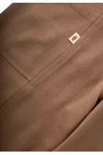 V Yaka Paça Lastikli Keten Salopet 2-7 Yaş Caramel