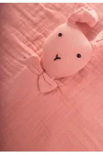 Compagnon de sommeil en mousseline lapin (lavé) 40 x 40 cm, forme bouche de bébé