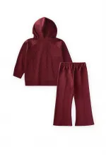 Modal Zippered Set with Rhinestones, Ages 3-8, Burgundy