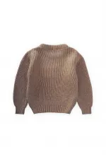 Bisiklet Yaka Selanik Triko Kazak 2-8 Yaş Vizon