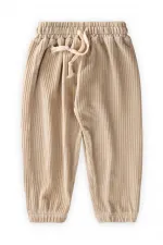 Fitilli Kadife Jogger Pantolon 1-10 Yaş Bej