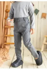 Pantalon en gabardine de lycra gris, 2-7 ans