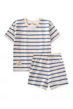 Ensemble short rayé bleu indigo 1-7 ans