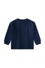 T-shirt à manches longues en tissu épais, 4-12 ans, bleu marine