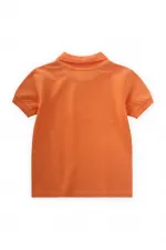 Embossed Polo Neck T-Shirt 2-10 Years Orange