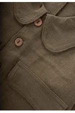 Sarh Keten Düğmeli Ceket 2-7 Yaş Haki Yeşil