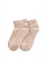 Chaussettes-chaussons pour enfants avec nœud en relief, couleur sable, 5-12 ans
