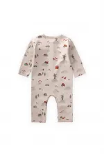 Baskılı Tulum 0-3 Yaş Bej