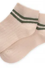 Zemin Ham Bilekleri Çizgili Çocuk Patik 5-12 Yaş Haki Yeşil