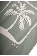 T-shirt imprimé palmiers vert pour enfants de 2 à 8 ans