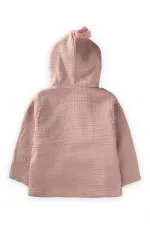 Peignoir enfant en mousseline double épaisseur, rose poudré, 2-9 ans