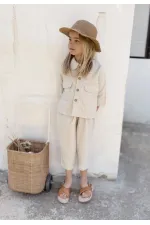 Sarh Keten Düğmeli Ceket 2-7 Yaş Naturel