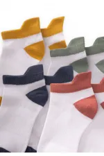 Four-Pack Colored Toe Ankle Socks for 5-12 Years: Light Green, Terracotta, Mustard, Indigo