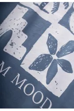 Calm Mood Baskılı T-Shırt 3-8 Yaş İndigo Mavi