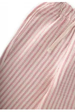 Organic Wide-Fit Muslin Trousers with Ruffled Waistband, Ages 1-10, Fuchsia, Double Striped Organic Wide-Fit Muslin Trousers with Ruffled Waistband, Ages 1-10, Fuchsia, Double Striped