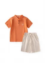 Ensemble Capri à col mandarin, 2-10 ans, orange