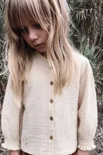 Chemise en mousseline biologique pour enfants de 2 à 10 ans (naturelle)