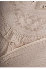 Robe en mousseline brodée pour enfants de 2 à 8 ans, couleur crème