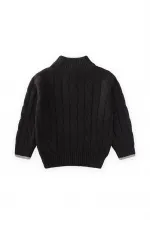 Saç Örgü Triko Hırka 2-11 Yaş Siyah