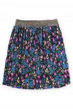 Jupe plissée à paillettes élastique avec détails floraux pour enfants de 2 à 7 ans