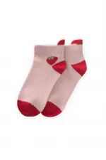 Chaussettes enfant à motif fraise, 5-12 ans, rose-rouge