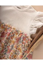 Muslin Trimmed Dress, Ages 1-8, Light Beige