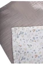 Double Muslin Mouth Cloth Set 25x25 cm Mink Floral Pattern