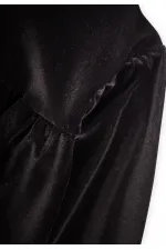 Parlak Kadife Elbise 2-8 Yaş Siyah