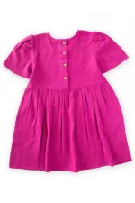 Kalp Taşlı Elbise 2-7 Yaş Fuşya