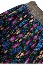 Jupe plissée à paillettes élastique avec détails floraux pour enfants de 2 à 7 ans