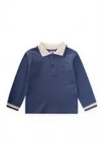 T-shirt à manches longues et col polo, bleu indigo, 2-14 ans