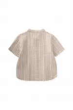 Chemise en mousseline rayée kaki marron, 2-10 ans