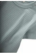 Basic Fitilli T-Shırt 0-12 Ay Mint Yeşili