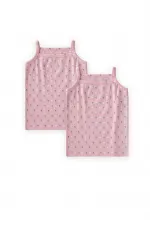 Two-Piece Strappy Girls' Tank Top, Ages 2-11, Powder Pink, Floral Pattern