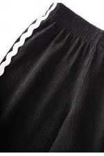 Crinkle Wide Leg Trousers, Ages 3-12, Black Crinkle Wide Leg Trousers, Ages 3-12, Black