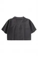 Keten Kalın Taba Dikişli Ceket 2-7 Yaş Antrasit