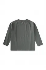 Sloganlı Uzun Kollu T-Shirt 2-10 Yaş Haki Yeşil